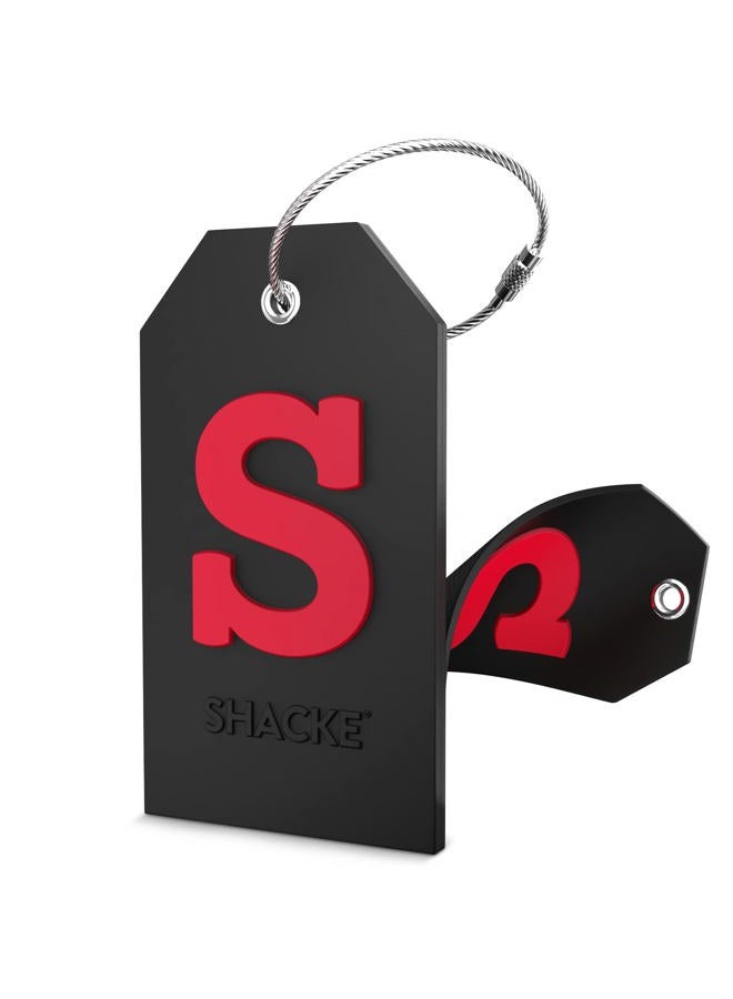 Shacke Initial Luggage Tag with Full Privacy Cover and Stainless Steel Loop (Black) (S) - Image 1
