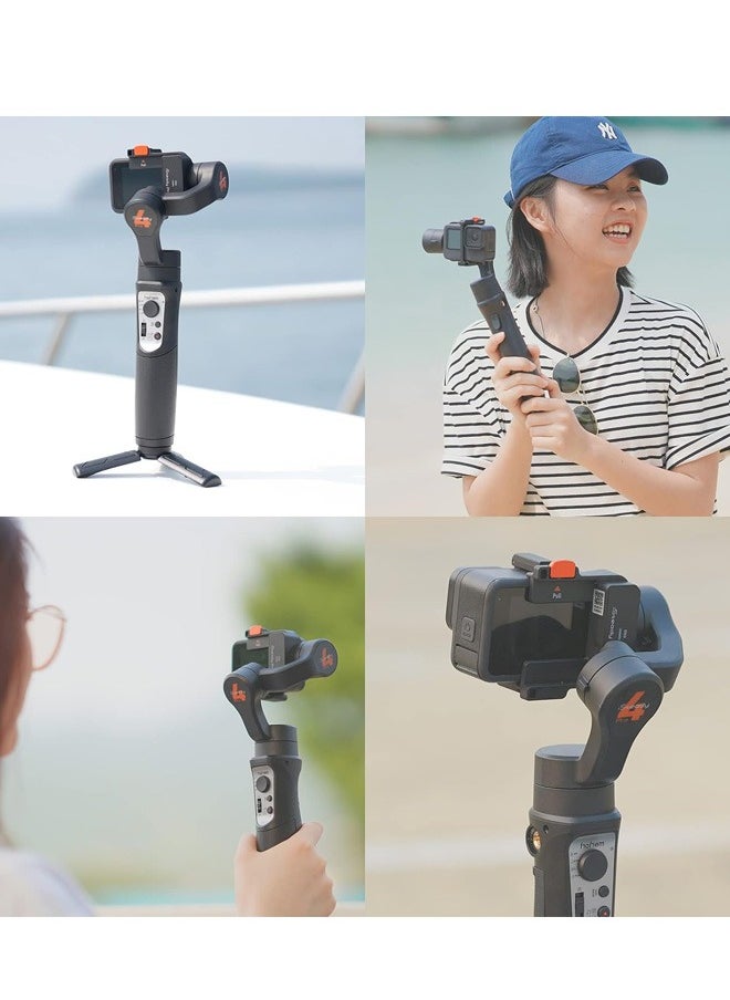 hohem iSteady Pro 4 3-Axis Gimbal Stabilizer for Gopro Hero 12/11/10/9/8/7/6,Handheld Tripod Mount Compatible with DJI OSMO Action,Insta360 ONE R,Support Anti-Shake Wireless Control,IPX4 Splash Proof