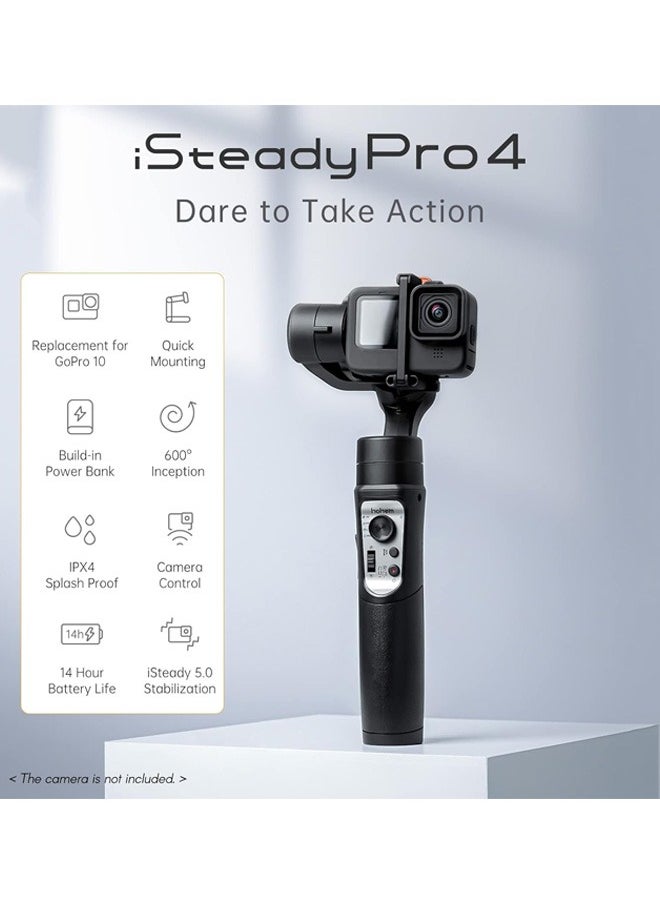 hohem iSteady Pro 4 3-Axis Gimbal Stabilizer for Gopro Hero 12/11/10/9/8/7/6,Handheld Tripod Mount Compatible with DJI OSMO Action,Insta360 ONE R,Support Anti-Shake Wireless Control,IPX4 Splash Proof