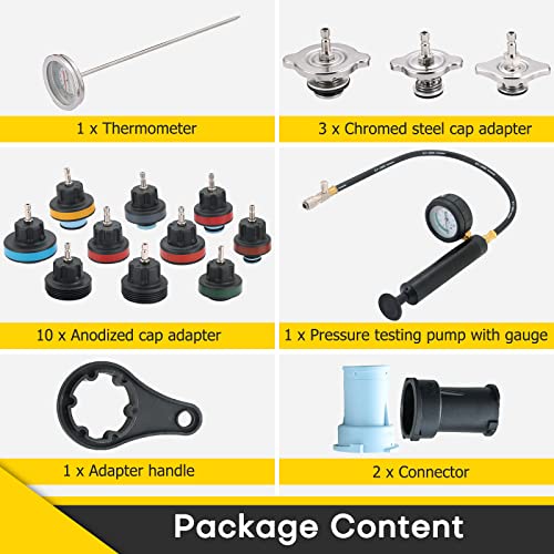 Acymner 18PCS Radiator Pressure Tester Kit | Coolant Pressure Tester Kit,Radiator Pressure Pump Cooling System Car Leak Tester Detector Tool Water Tank Adapter Auto Coolant Vacuum Purge Head Gasket - Image 2