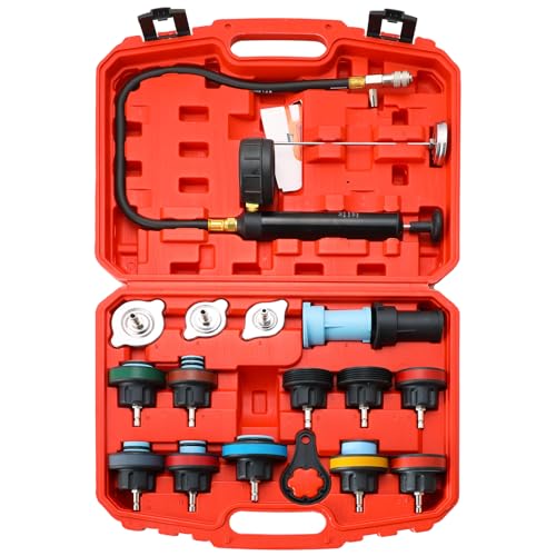 Acymner 18PCS Radiator Pressure Tester Kit | Coolant Pressure Tester Kit,Radiator Pressure Pump Cooling System Car Leak Tester Detector Tool Water Tank Adapter Auto Coolant Vacuum Purge Head Gasket - Image 1