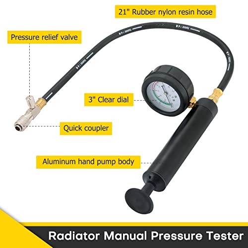 Acymner 18PCS Radiator Pressure Tester Kit | Coolant Pressure Tester Kit,Radiator Pressure Pump Cooling System Car Leak Tester Detector Tool Water Tank Adapter Auto Coolant Vacuum Purge Head Gasket - Image 3
