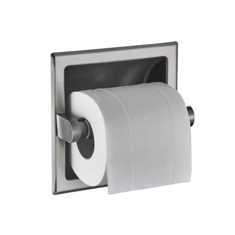 JunSun Recessed Toilet Paper Holder Brushed Nickel Stainless Steel Toilet Paper Roll Holder Tissue Holder Modern Tissue Roll Holder 6"" X 6"" Square Jumbo Mega Roll Holder Rear Mounting Bracket Included - Image 4