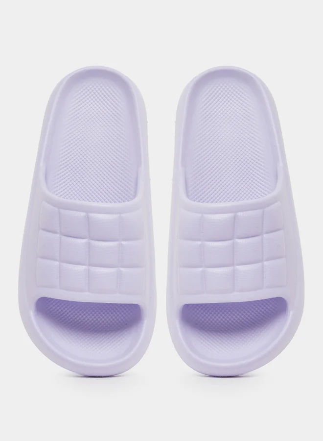 Take Two Take Two Textured Checked Slip-On Slippers
