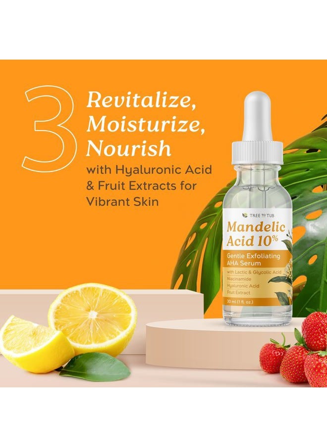 Tree to Tub سيروم حمض الماندليك - 10% سيروم AHA مقشر لطيف مع حمض اللاكتيك والجلليك للحصول على بشرة أكثر نعومة - حمض الهيالورونيك للترطيب - عناية بالبشرة نباتية للرجال والنساء - Image 5