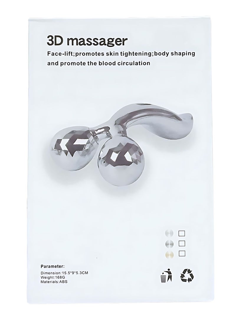 SOLARAE 3D Massager Roller Rotate Silver Thin Face Full Body Shape Lifting Wrinkle Remover Facial Massage Relaxation Tool for Men and Women  - Image 1