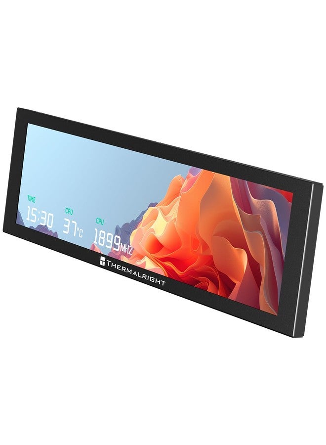 ثيرمالرايت شاشة Thermalright Trofeo Vision 9.16 LCD سوداء، شاشة عرض مغناطيسية LCD ملونة بالكامل مقاس 9.16 بوصة، دقة 1920 × 480، سهلة التركيب، تقيس درجة حرارة وحدة المعالجة المركزية/وحدة معالجة الرسومات (أسود) - Image 1