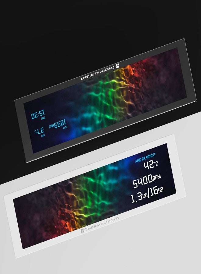 ثيرمالرايت شاشة Thermalright Trofeo Vision 9.16 LCD سوداء، شاشة عرض مغناطيسية LCD ملونة بالكامل مقاس 9.16 بوصة، دقة 1920 × 480، سهلة التركيب، تقيس درجة حرارة وحدة المعالجة المركزية/وحدة معالجة الرسومات (أسود) - Image 4