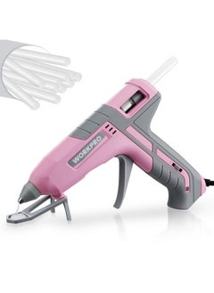 WORKPRO Hot Glue Gun Full Size - 60/100W Dual Temp Glue Gun And Sticks Set With 10 Pcs Glue Sticks (7/16") - 90S Fast Preheating Hot Glue Gun For Construction, Crafting, Diy And Repairs - Pink Ribbon  - Image 1