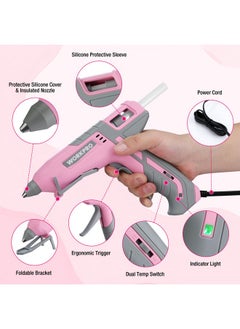 WORKPRO Hot Glue Gun Full Size - 60/100W Dual Temp Glue Gun And Sticks Set With 10 Pcs Glue Sticks (7/16") - 90S Fast Preheating Hot Glue Gun For Construction, Crafting, Diy And Repairs - Pink Ribbon  - Image 4