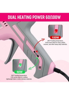 WORKPRO Hot Glue Gun Full Size - 60/100W Dual Temp Glue Gun And Sticks Set With 10 Pcs Glue Sticks (7/16") - 90S Fast Preheating Hot Glue Gun For Construction, Crafting, Diy And Repairs - Pink Ribbon  - Image 5