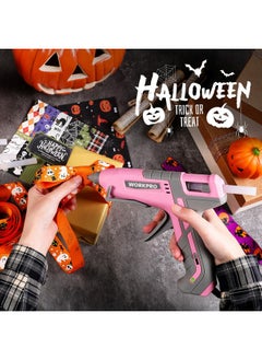 WORKPRO Hot Glue Gun Full Size - 60/100W Dual Temp Glue Gun And Sticks Set With 10 Pcs Glue Sticks (7/16") - 90S Fast Preheating Hot Glue Gun For Construction, Crafting, Diy And Repairs - Pink Ribbon  - Image 2