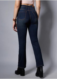 HIGH STAR High Rise Faded Whiskered Regular Fit Jeans by Styli  - Image 3