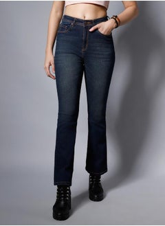 HIGH STAR High Rise Faded Whiskered Regular Fit Jeans by Styli  - Image 1