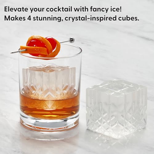 WP W&P Crystal Ice Tray, Perfect Etched Large Cubes, Slow Melting for Whiskey and Cocktails, Food Grade Premium Silicone, Dishwasher Safe, BPA Free Charcoal - Image 2