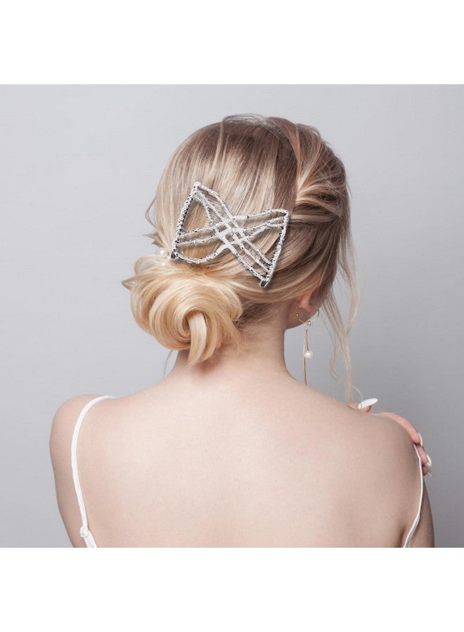 NICENEEDED 4 Pcs Magic Hair Combs Double Slides Elastic Beaded Hair Clips For Curly Thick Thin Hair Pearls Stretching Hairpins Fork Stick Combs Costume Jewelry For Hairstyle - Image 5
