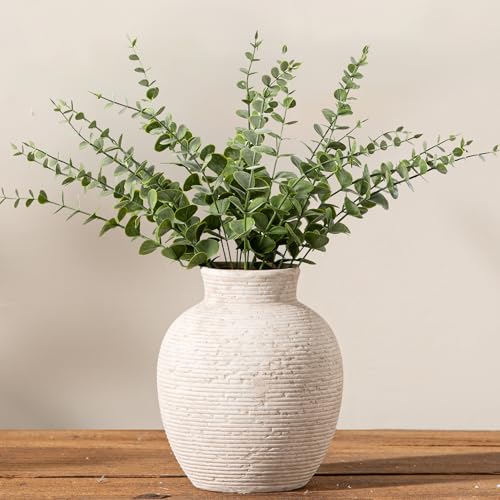 Vanselia Ceramic Flower Vase Home Decor Small Farmhouse Table Vases Rustic Vintage Living Room Kitchen Bedroom Decorations for House Book Shelf Office Coffee Desk Dining Fireplace 6 Rustic - Image 1