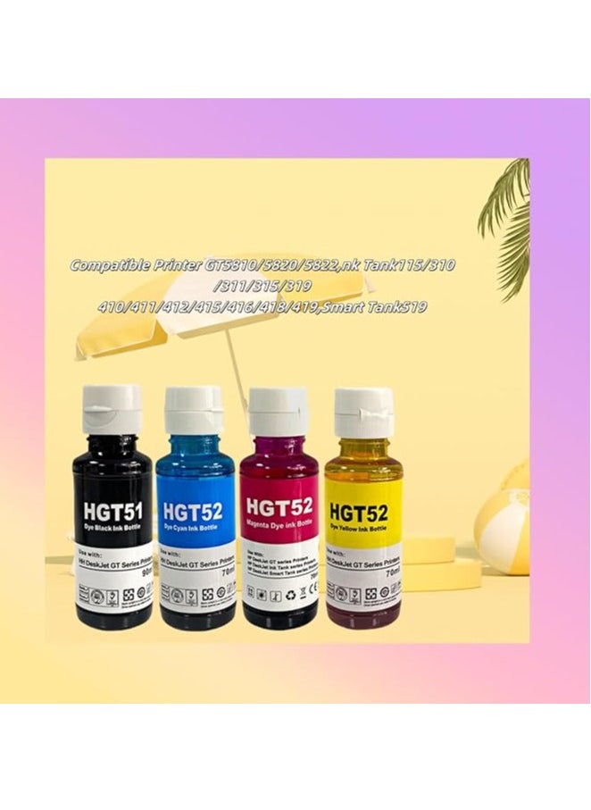 Terabyte GT51 GT52 InkCompatible Ink Cartridges for HP DeskJet GT 5810,GT 5820, 5821, 5822, 310,315,316,319,410,415,416,419 720,750,790 Printers (4-Packs)  - Image 2