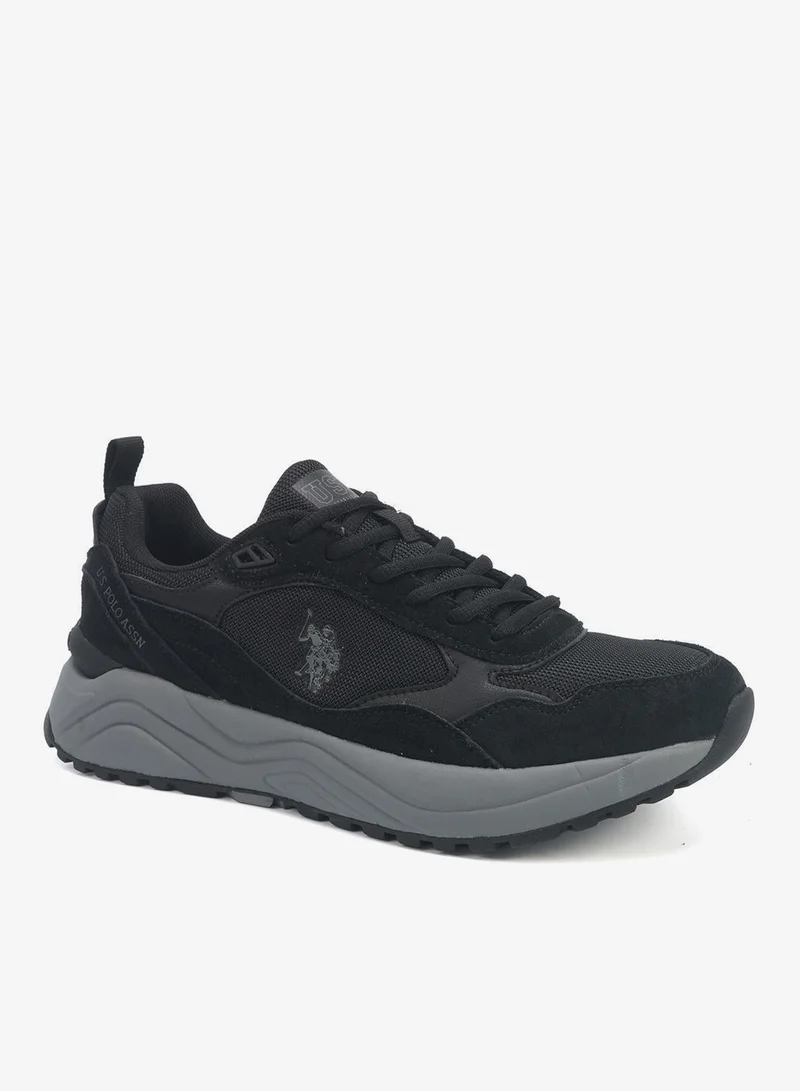 U.S. Polo Assn. black Men's Black Low-Top Sneakers - Lightweight Shoes Timeless Lace-Up Style for Men | Best Price UAE