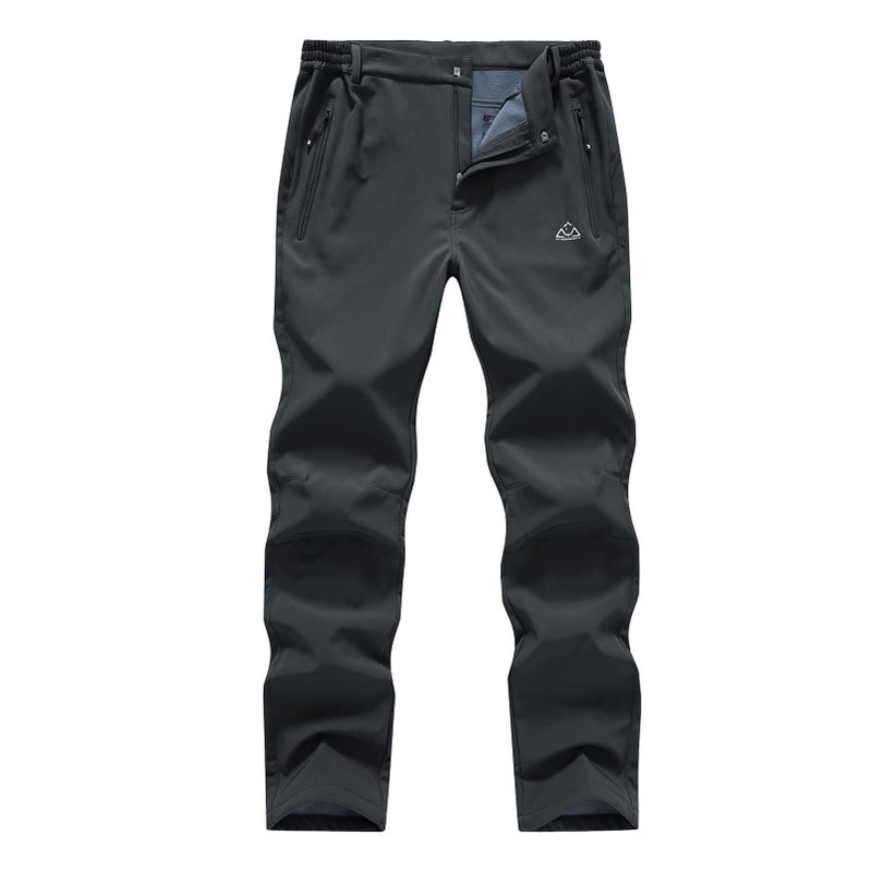 BASUDAM Men's Utility Work Pants Snow Waterproof Softshell Winter Fleece Lined Insulated Outdoor Mountain Dark Grey 34 - Image 1
