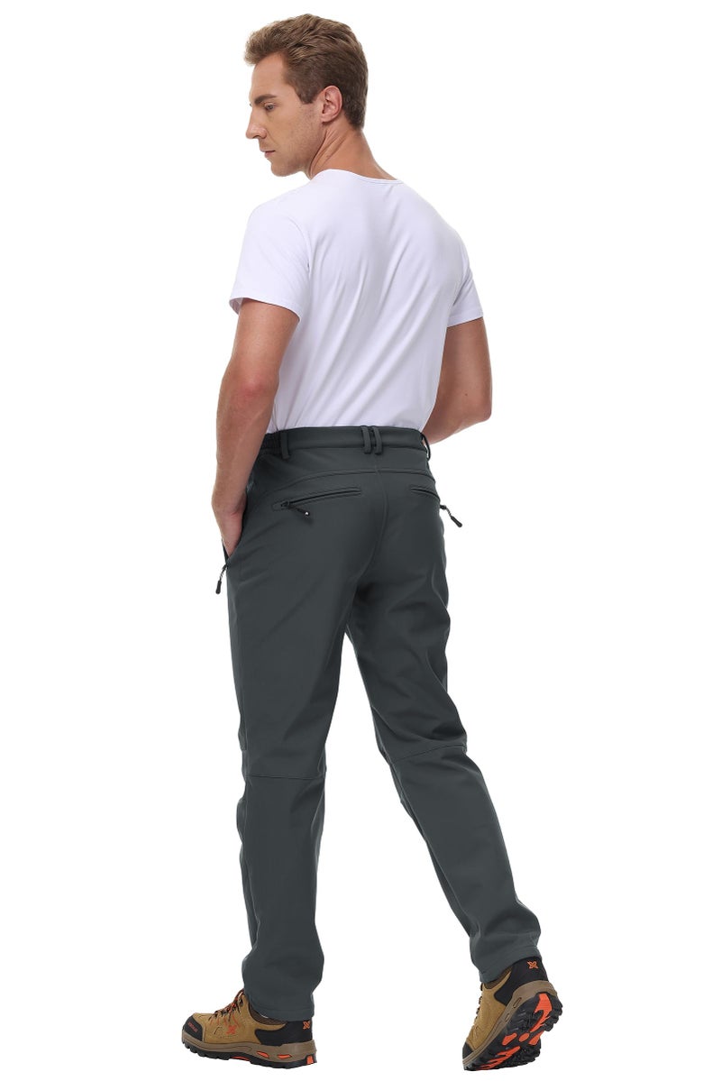 BASUDAM Men's Utility Work Pants Snow Waterproof Softshell Winter Fleece Lined Insulated Outdoor Mountain Dark Grey 34 - Image 2