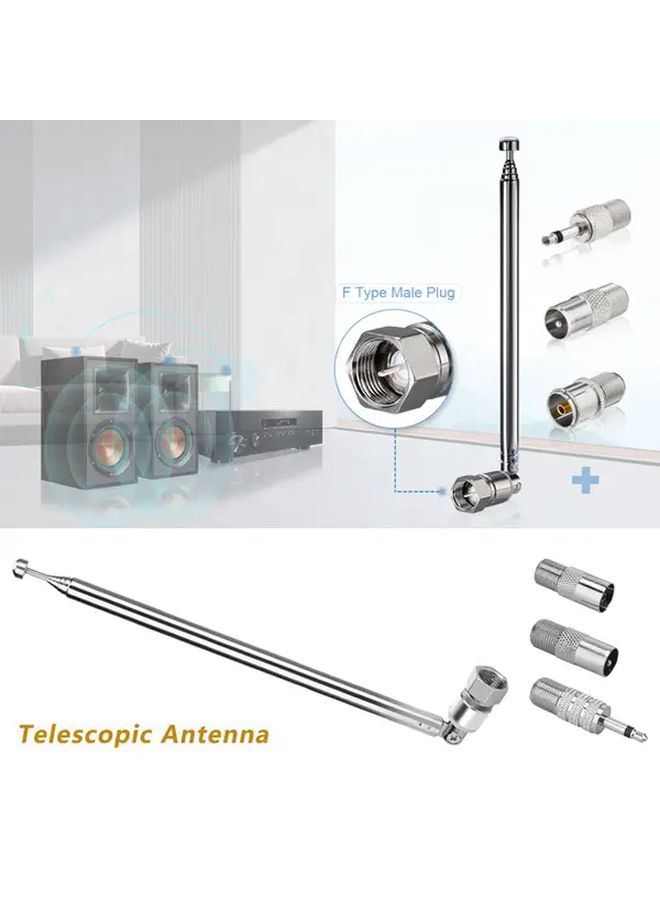 Black Telescopic Antenna Rotating FM Radio With F Type Female Connector - Image 1