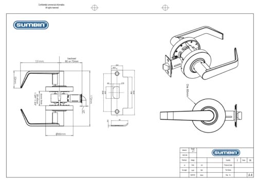 SUMBIN Grade 2 Commercial Heavy Duty Passage Door Lever Lockset ADA Matt Black Finish - Image 3
