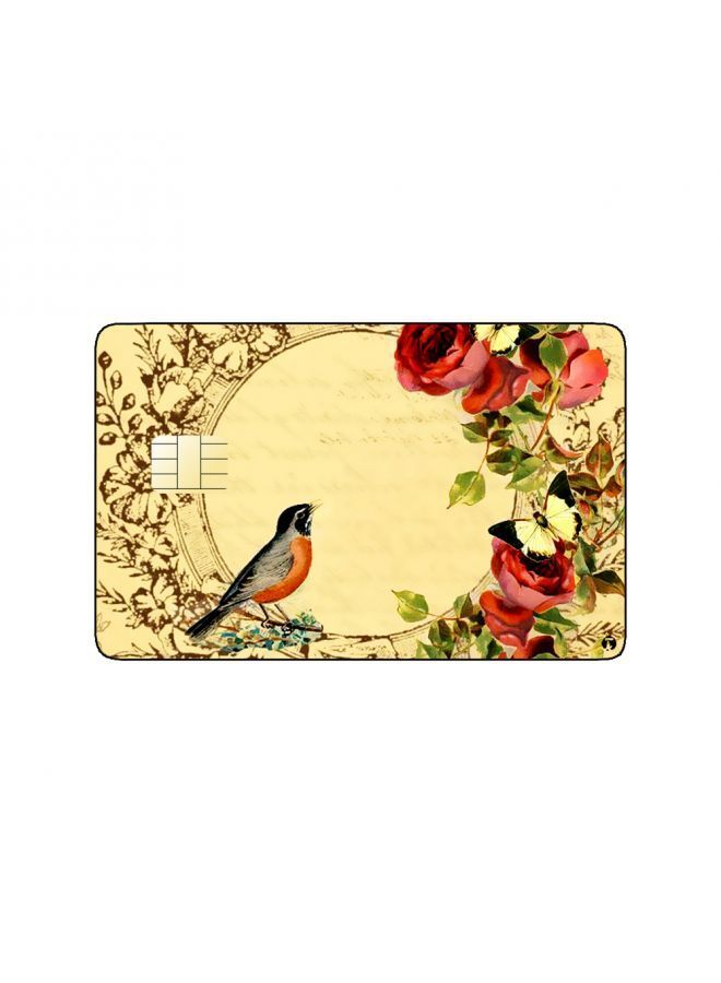 RKN PRINTED BANK CARD STICKER Beautiful Bird Drawing With Flowers - Image 1