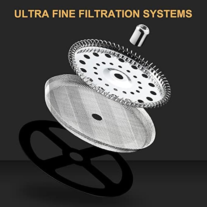 PARACITY French Press Coffee Tea Maker 12 Oz Camping Small Coffee Tea Press Of Bamboo Handle And Heat Resistant Glass Cold Brew French Press Black - Image 3