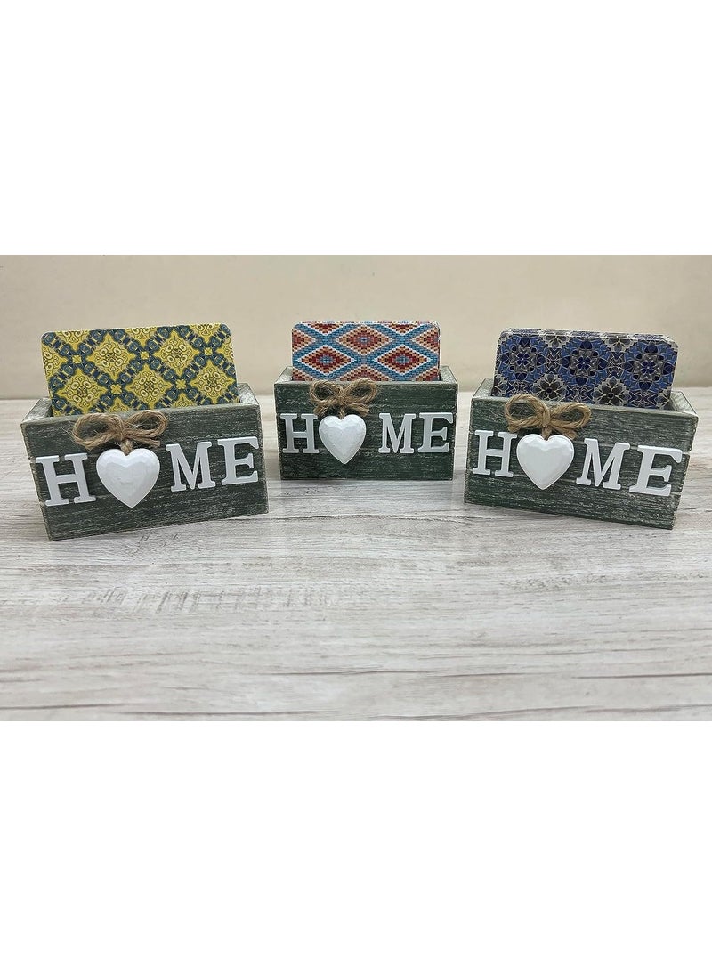 UPSTYLE UpStyle Coasters Tea Coaster-Dining Table Decor Coasters for Cups Set of 6 Square Coasters with Wooden Holder -Durable and Long-Lasting, Premium Finish, Mandala  - Image 3