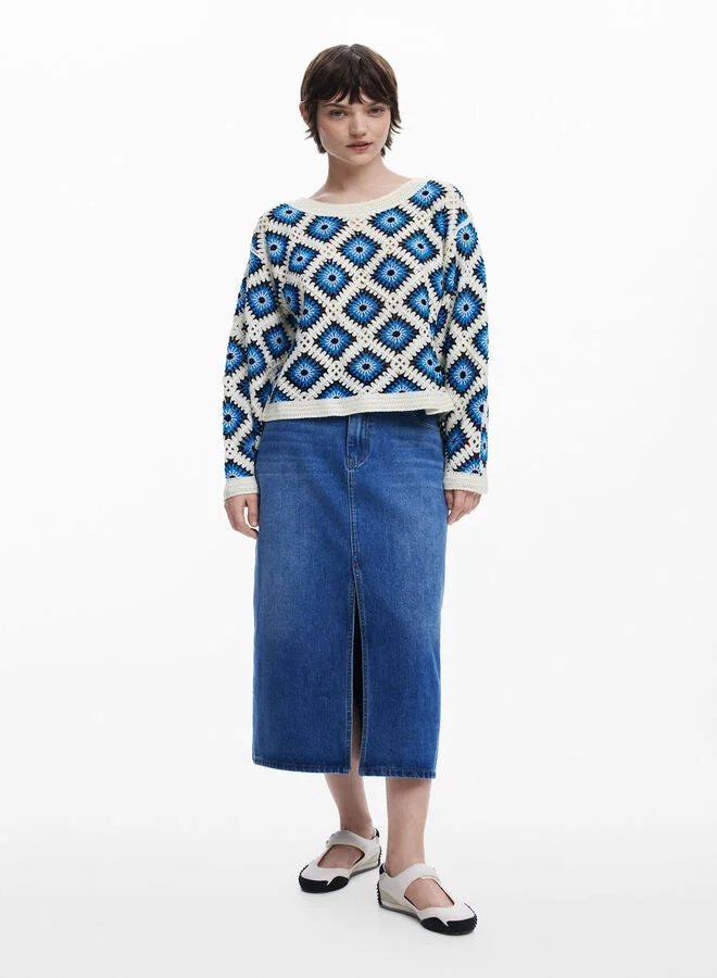 ديسيجوال الألوان متعددة كروشيه سترة