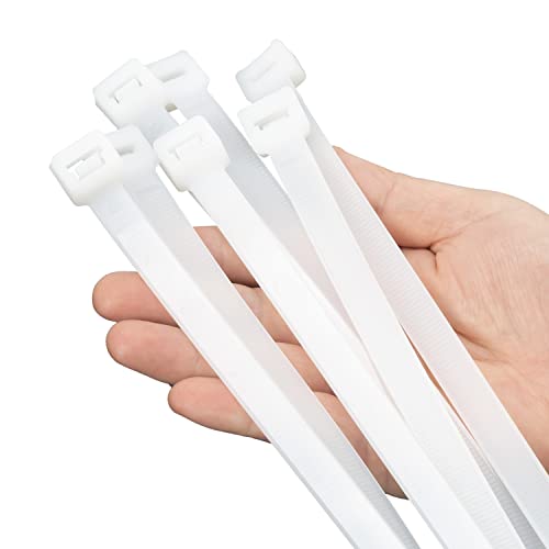 XINGO 12 inch White Zip Ties Heavy Duty 100 PCS, 200 LBS Ultra Strong Plastic Wire Ties, Large Cable Ties Extra Long Tie Wraps, Indoor and Outdoor UV Resistant - Image 1