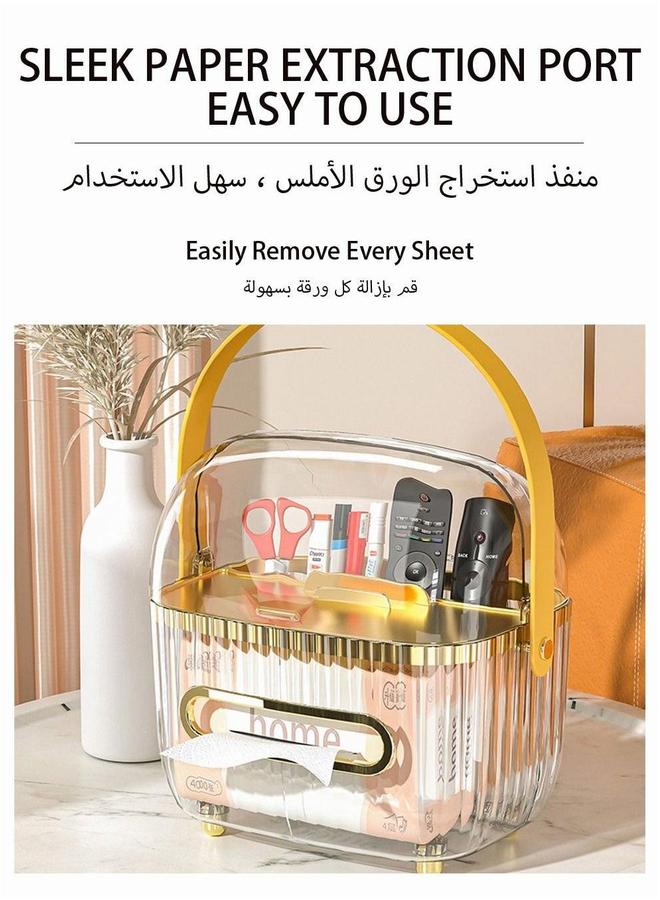UNUNS Acrylic Tissue Box Clear,Multifunctional Portable Holder With Dust Cover And Storage,Paper - Image 5