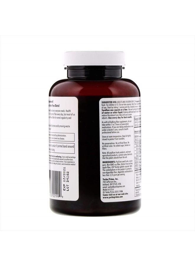 Yerba Prima كبسولات الألياف اليومية - 180 كبسولة (عبوة من قطعتين) - مكمل غذائي للألياف القابلة للذوبان وغير القابلة للذوبان - تطهير القولون - نباتي، غير معدّل وراثيًا، خالٍ من الجلوتين - Image 5