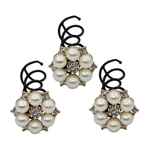 canjoyn 10 Pcs Flower Spin Hair Pins Swirl Hair Twists Coils Hair Clips Bridal Rhinestone Pearl Metal Spiral Twist Updo Hair Pins DIY Hair Style Hair Accessories for Wedding Prom Party flowerD - Image 1
