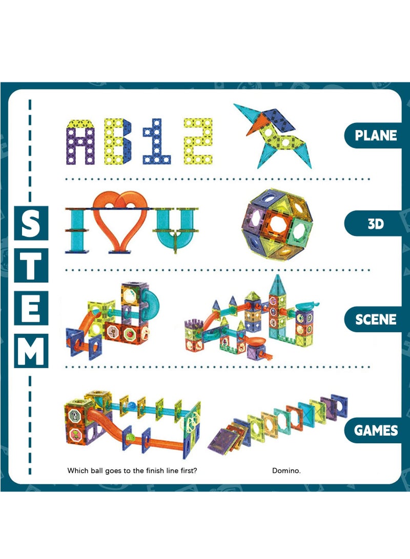 Loquat 166 Pcs Magnetic Tiles Building Blocks with Led Light Magnet Construction Toys for Kids Creative Gift - Image 4