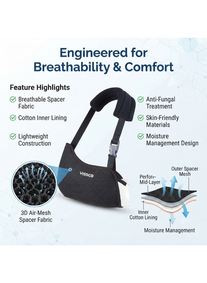 VISSCO Shoulder Immobilizer Arm Sling with Thumb Holder Adjustable Shoulder Support Brace for Fracture Recovery Post Surgery Care - Image 4