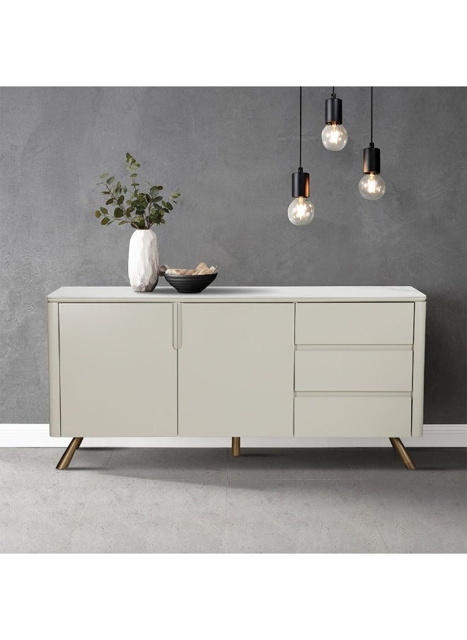 DANUBE HOME - Arthur Buffet Cabinet Strong And Sturdy Kitchen Organiser Rack Modern Design Sideboard Cabinet Side Board For Dining Room Bar Kitchen L160Xw40Xh75Cm - White/Grey - Image 1