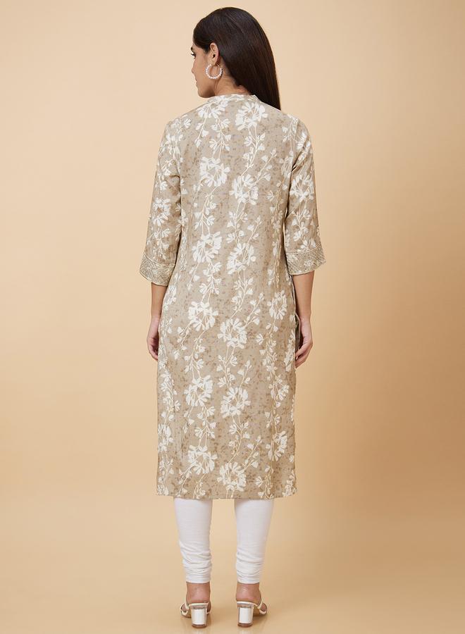 Globus Women Grey Printed Straight Kurta - Image 3