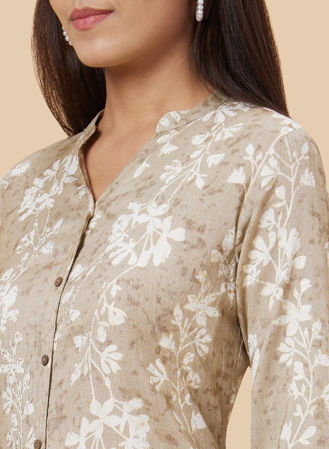 Globus Women Grey Printed Straight Kurta - Image 5