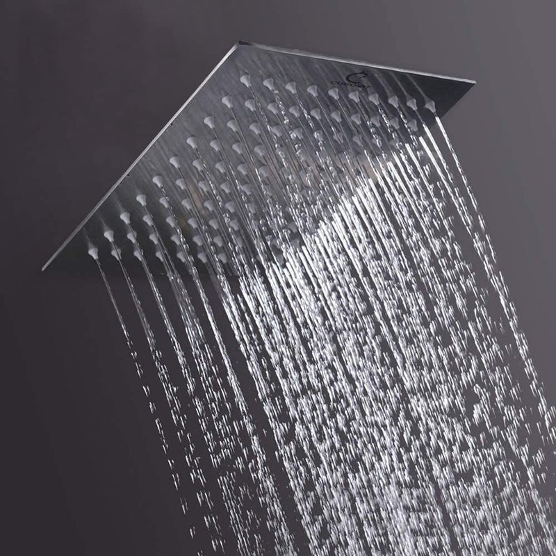 CUROVIT CUROVIT Stainless Steel SYLVIA 8 x 8 Square Extra Heavy Ultra Slim Overhead ShowerRain Shower Without Arm in Chrome Finish for Bathroom  - Image 1