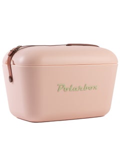 Polarbox Polarbox® 20 L Ice Box - For Outdoor Use - Portable - For Drinks And Food - Storage Box - Classic - Nude/Olive Green Cooler with Brown Leather Strap  - Image 1