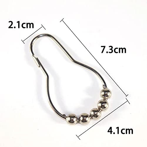 SHOPELLA 12 Pcs Bath Curtain Rollerball Shower Curtain Rings Hooks 5 Roller Polished Satin Nickel Ball Curtain Accessories - Image 2