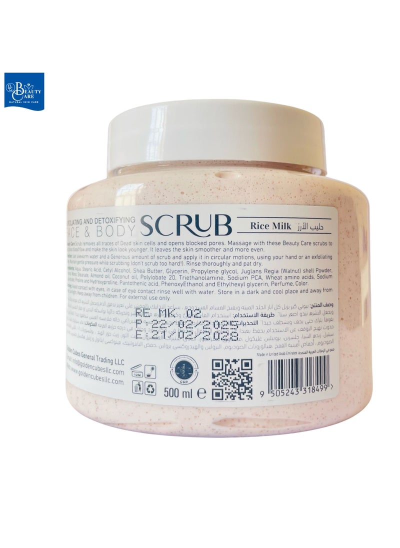 GC Beauty Care GC Beauty Care Exfoliating & Detoxifying Face & Body Scrub – Rice Milk (500ml) For All Skin Types – Natural Exfoliation & Skin Whitening  - Image 2