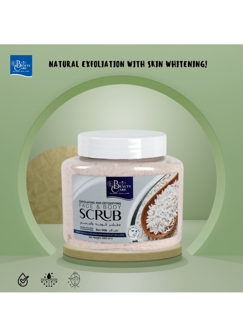 GC Beauty Care GC Beauty Care Exfoliating & Detoxifying Face & Body Scrub – Rice Milk (500ml) For All Skin Types – Natural Exfoliation & Skin Whitening  - Image 3