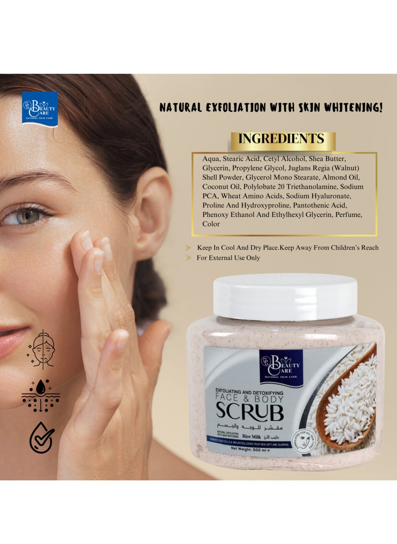GC Beauty Care GC Beauty Care Exfoliating & Detoxifying Face & Body Scrub – Rice Milk (500ml) For All Skin Types – Natural Exfoliation & Skin Whitening  - Image 4