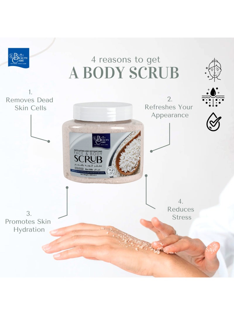 GC Beauty Care GC Beauty Care Exfoliating & Detoxifying Face & Body Scrub – Rice Milk (500ml) For All Skin Types – Natural Exfoliation & Skin Whitening  - Image 5