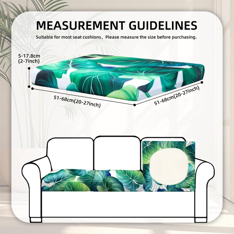 BIETYONE 8 Pcs Stretch Patio Cushion Covers,Outdoor Couch Covers Replacement,Outdoor Couch & Sofa Slipcovers,for Patio Furniture Cushion Covers,Washable Reusable Furniture Protector (Green Leaf, Cover Only) - Image 2