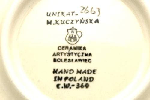 Polish Pottery Gallery Polish Pottery Loop Handle Bowl  Unikat Signature U2663 - Image 3
