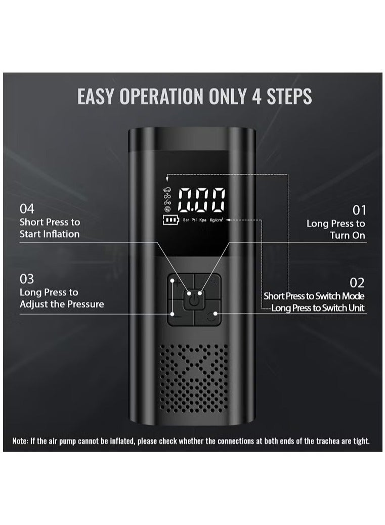 RUIYADA Air Compressor Tire Inflator Pump Car Portable, 150 PSI Fast Inflation with LCD Dual Screen, [Cordless & Strong Power] Electric Tire Pump for Car Tire For Car, Bicycle, Motorcycles, Ball - Image 2